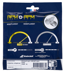 Теннисные струны Babolat RPM Blast 1.25mm + RPM Soft 1.30mm (12 m) - black/grey