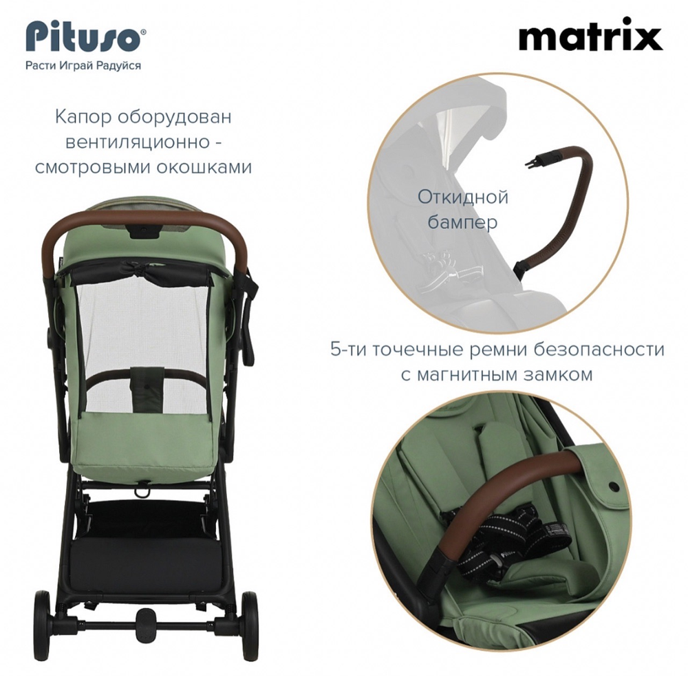 Коляска прогулочная Pituso Matrix PU Emerald mood