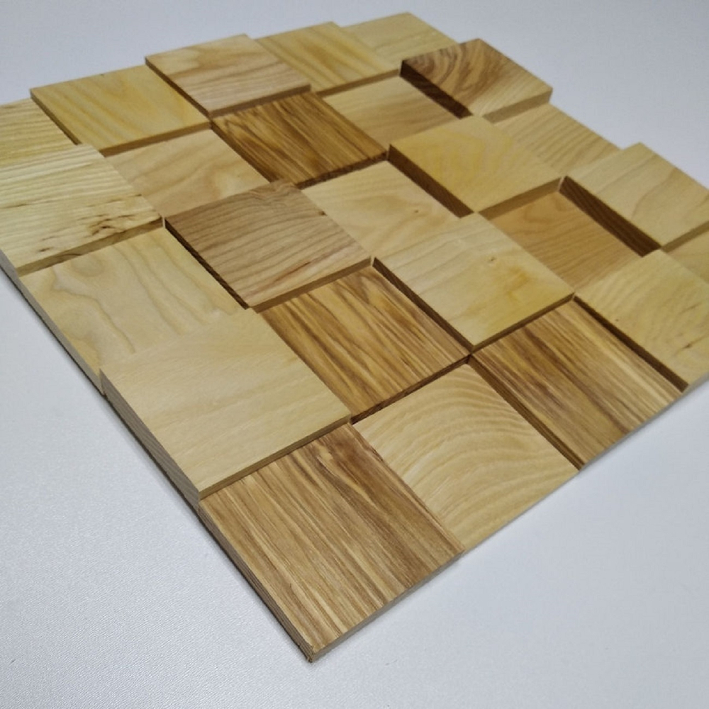 Деревянная мозаика для стен Wood Mosaic 3D Ясень Пирамида