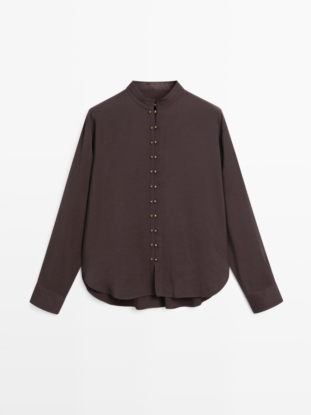 Massimo Dutti Рубашка из струящейся ткани с пуговицами, терракотовый