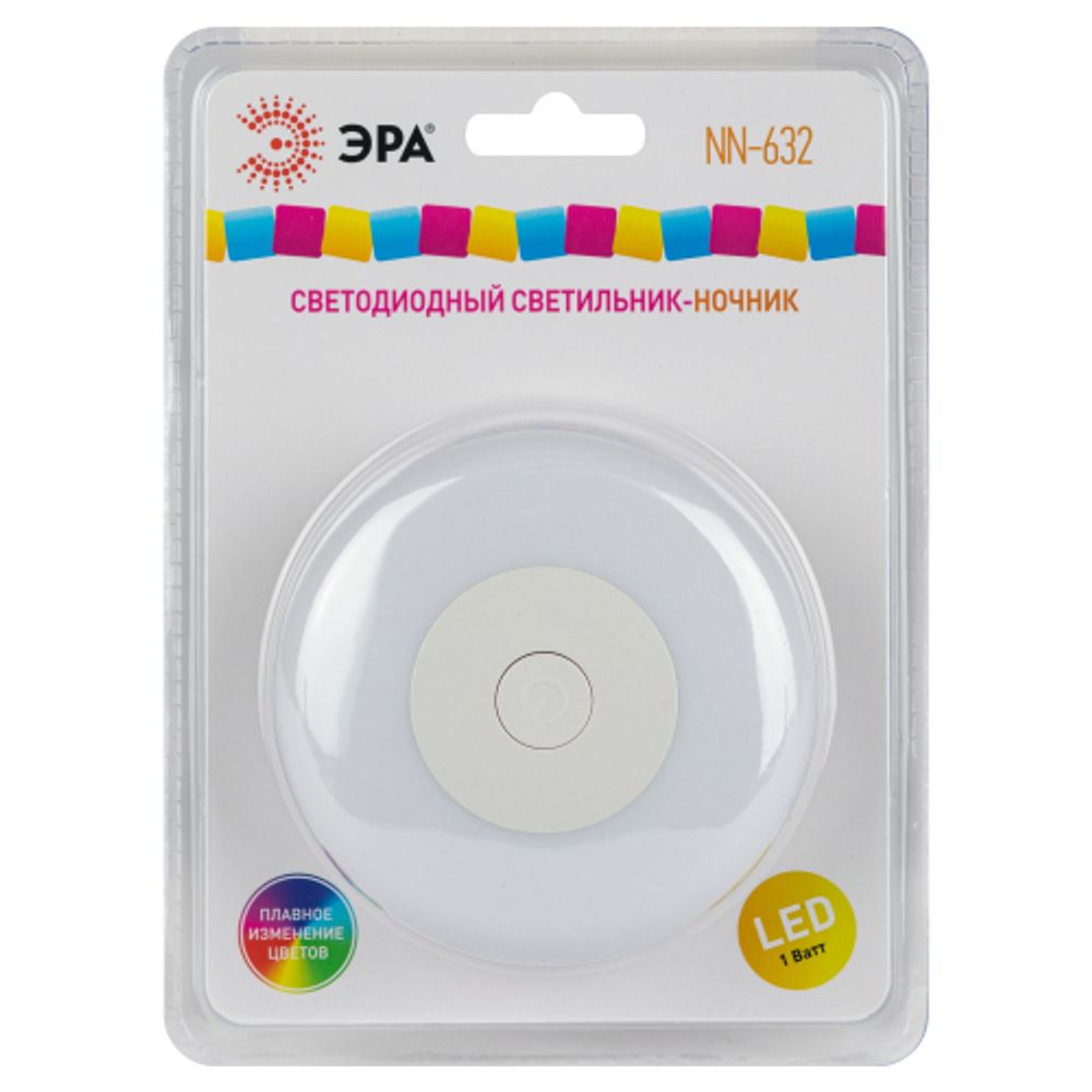 Ночник - светильник светодиодный ЭРА NN-632-SW-W в розетку с выключателем белый