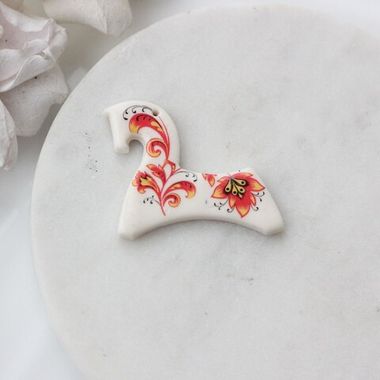 Подвеска Лошадка, хохлома, 35*30 мм, S018