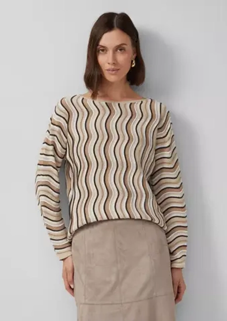 Легкий свитер тонкой вязки Relaxed Fit с рисунком волнистой текстуры Black Label