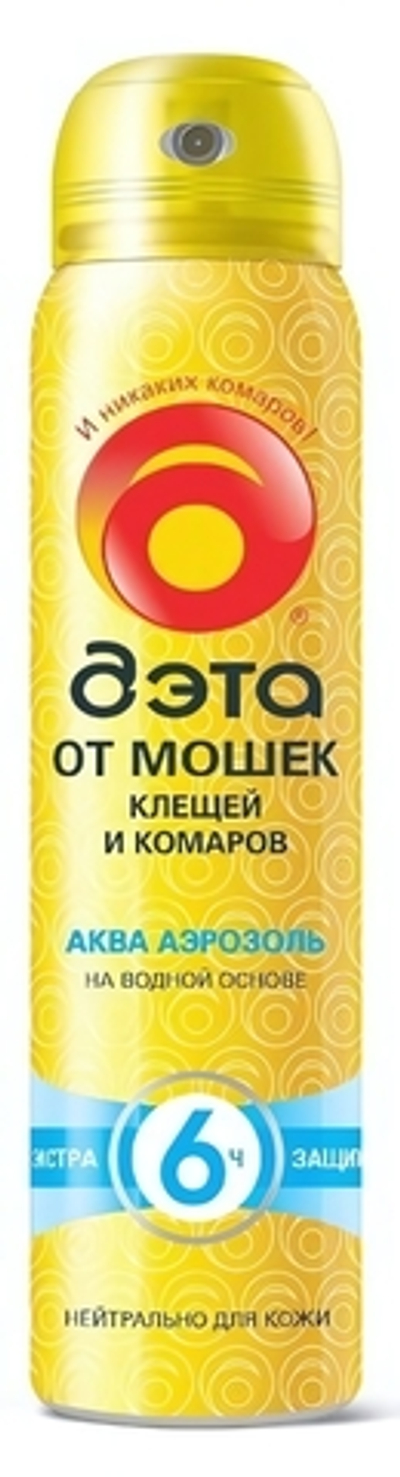 Аэрозоль ДЭТА АКВА от всех летающих (мух, комаров, мошек) и клещей 100 мл, действие до 6-и часов