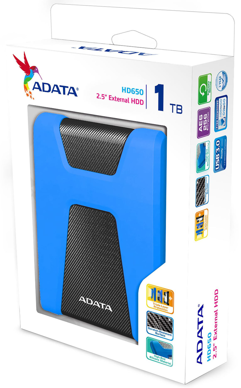 Внешний диск HDD 2.5'' ADATA AHD650-1TU31-CBL