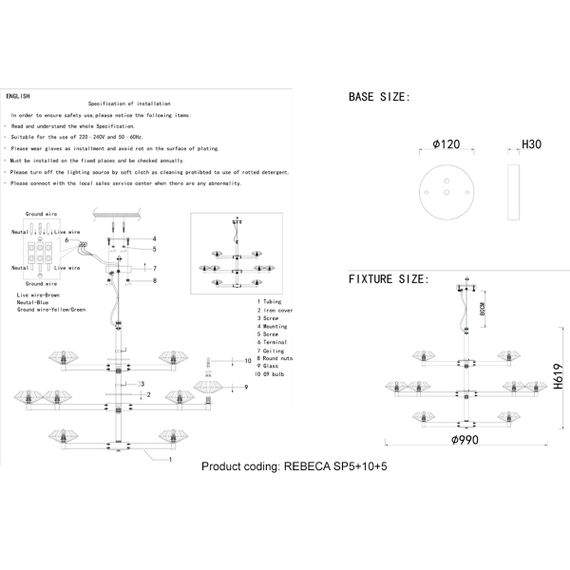 Подвесная люстра Crystal Lux Rebeca SP5+10+5 Nickel