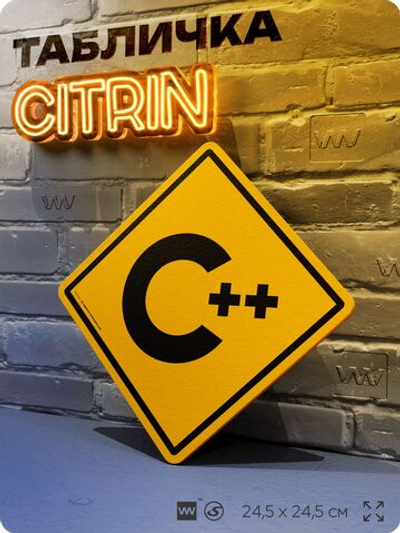 Табличка декоративная "C++" на дверь и стену, для программиста, информационная, декоративный знак, 24,5х24,5 см, пластиковая, Айдентика Технолоджи