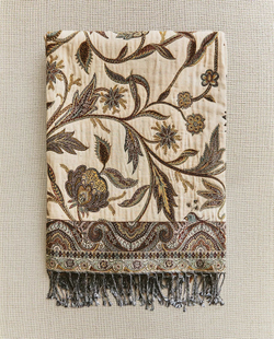 Zara Home - Жаккардовый цветочный плед, зеленый, 140x190 см