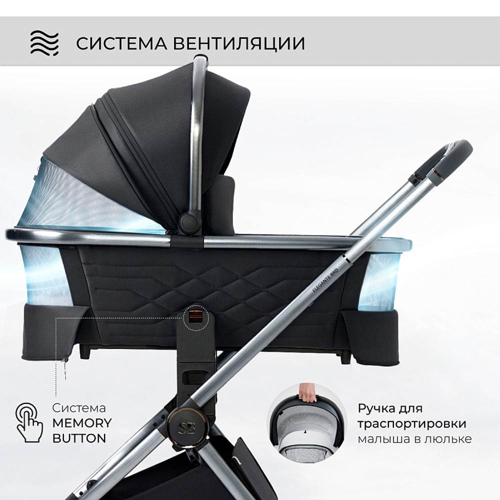 Детская коляска Sweet Baby Elegante 3 в 1 BRD Black