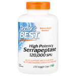 Doctor's Best, высокоэффективная серрапептаза, 120 000 SPU, 270 растительных капсул