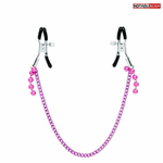 Оригинальные зажимы на соски с розовыми бусинками и длинной цепочкой (Цвет: розовый)