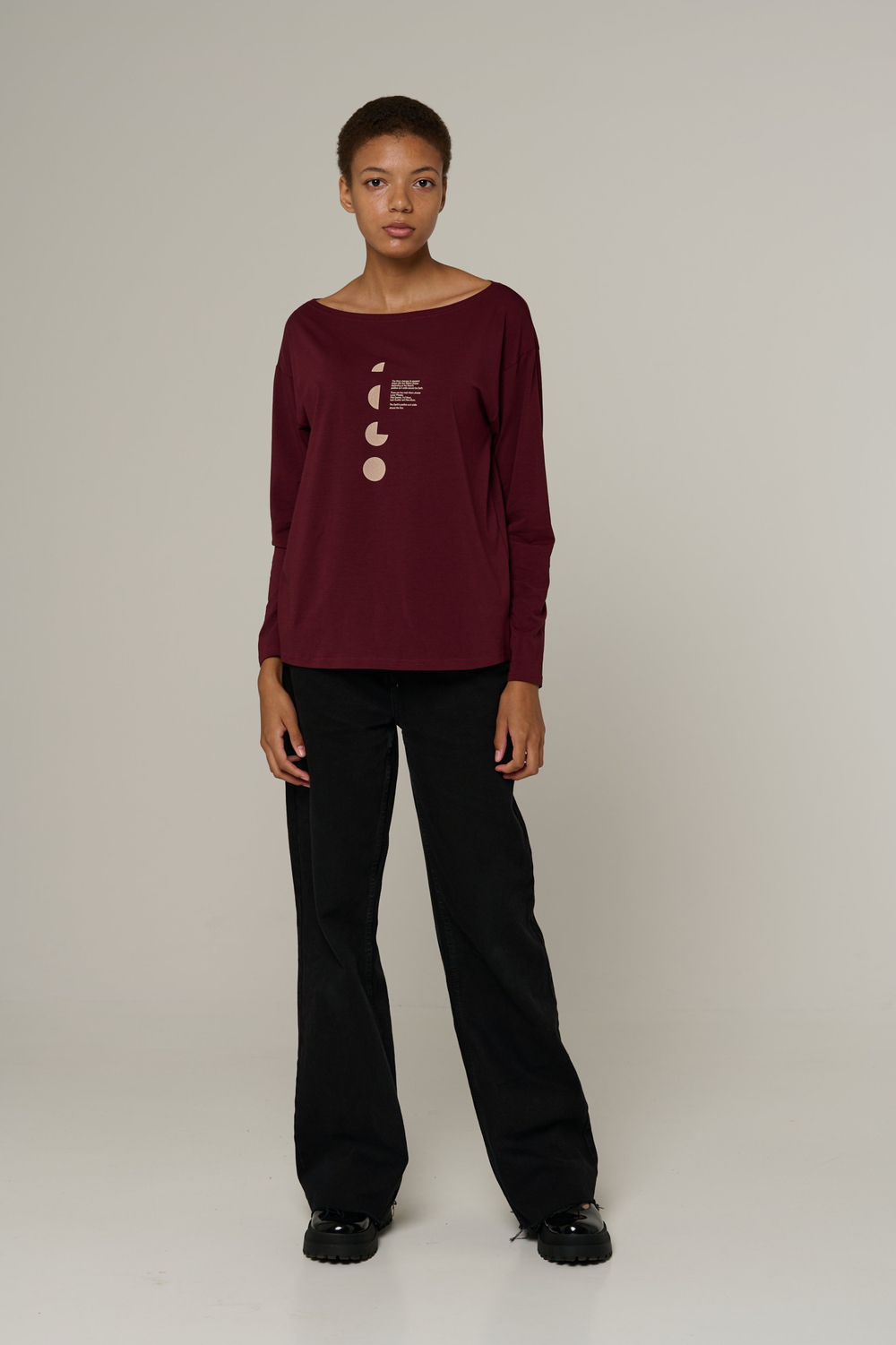 Лонгслив женский бордовый (лодочка)