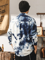 Рубашка с длинными рукавами мужская весна  премиум-класса с чернильным принтом.