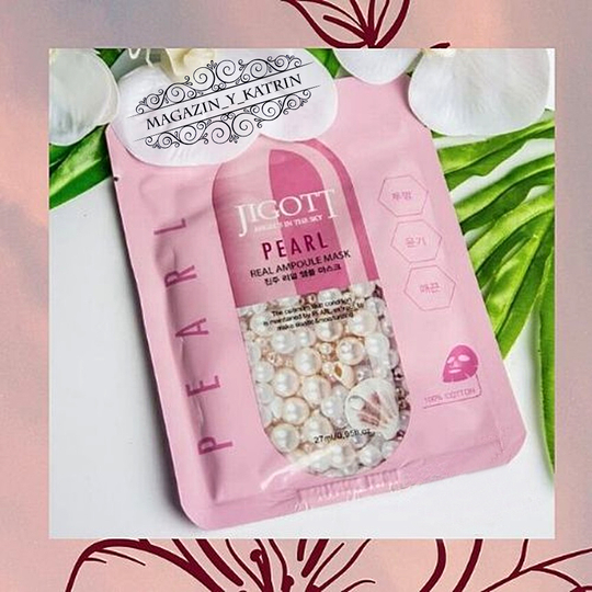 Jigott. Тканевая маска c жемчужным порошком Real Ampoule Mask Pearl