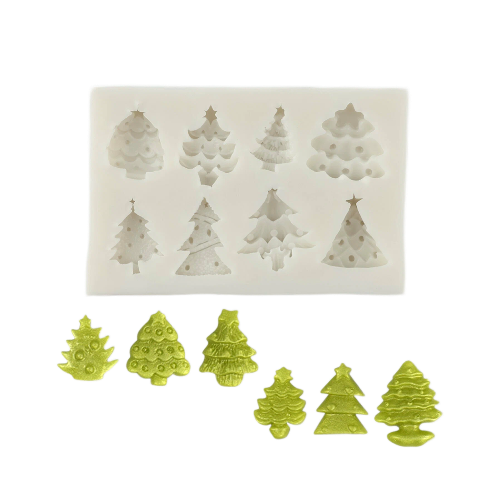 Силиконовый молд Доляна «Ёлки», 10×6,5×1,3 см, цвет серый
