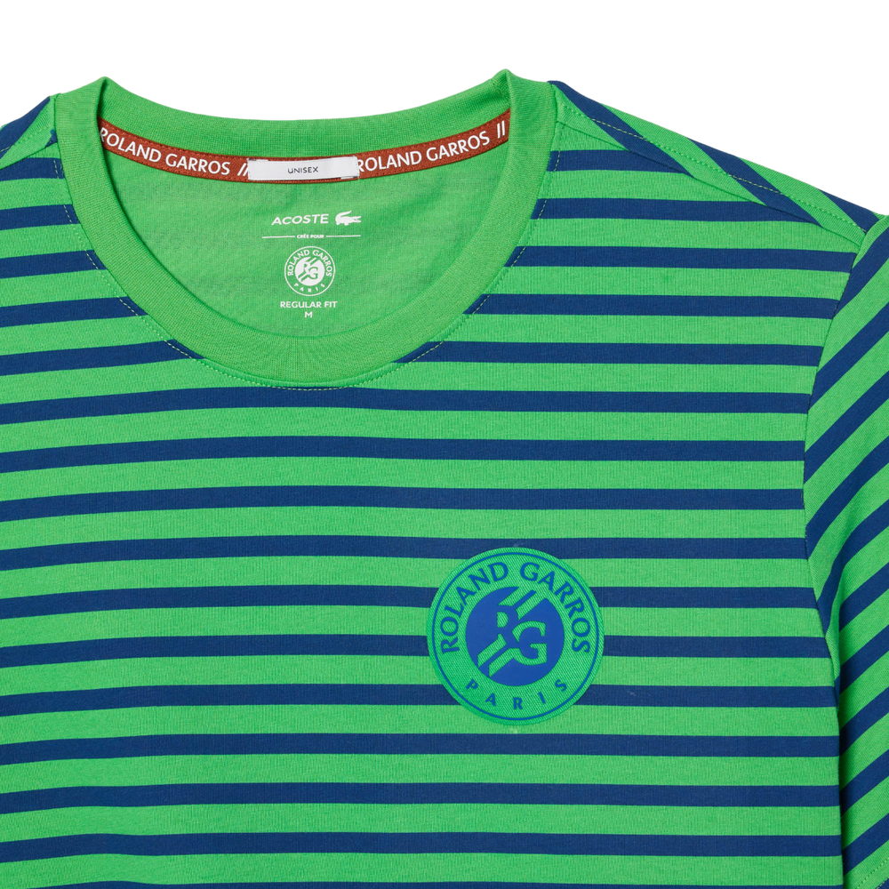 Мужская теннисная футболка Lacoste Unisex Ultra-Dry Sport Roland Garros Edition T-shirt - navy blue/green