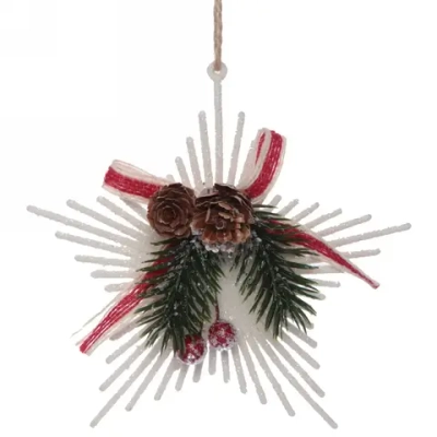 Подвеска елочная БЛЕСК «Снежинка лучистая» 13*14 см, Белый