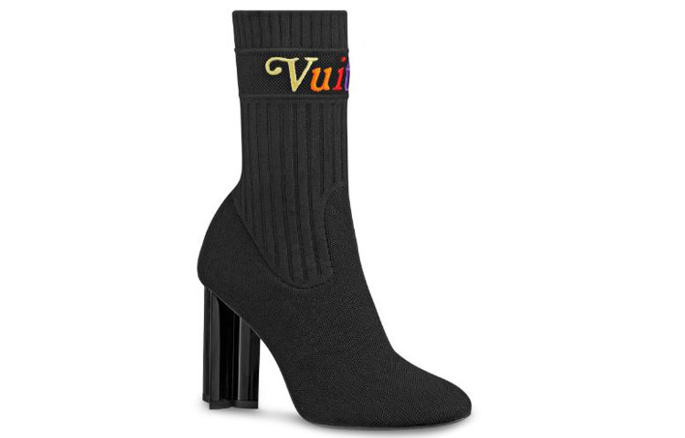 LOUIS VUITTON Silhouette Cloth Ankle Boots "Black" Women"s