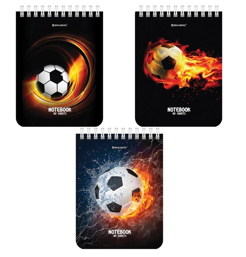 Блокнот А6 40л,клетка, на гребне "Футбол"(BRAUBERG)