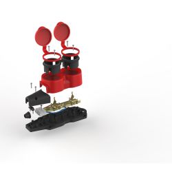 Колодка ЭРА KX-2e-RED-IP44 каучуковая с заземлением 2 розетки 16A IP44 красная | Колодки