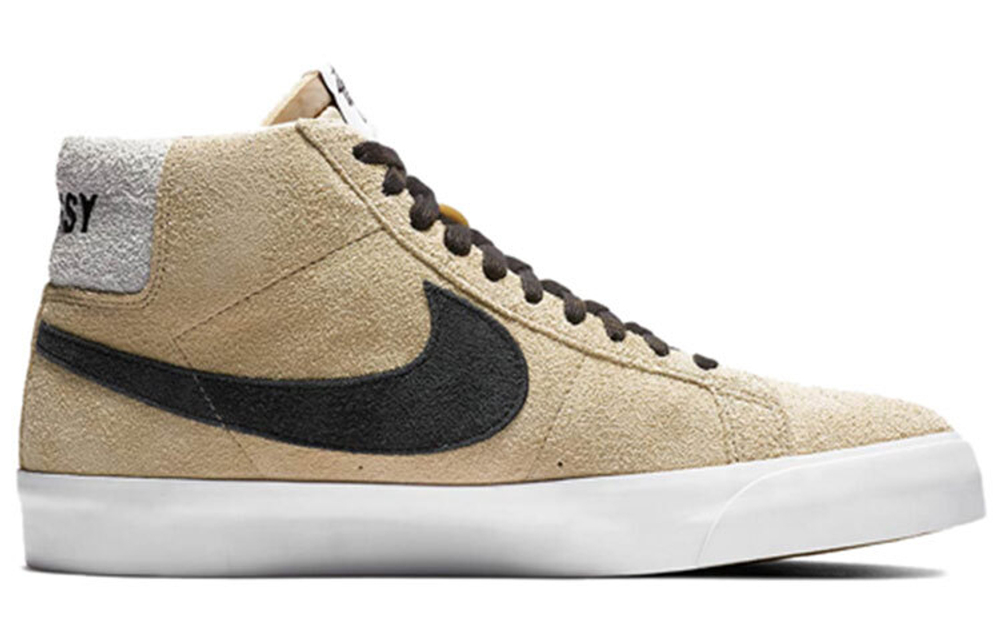 Stussy x Nike Blazer Northwest Gold casual mid-top sneakers for men and women the same beige