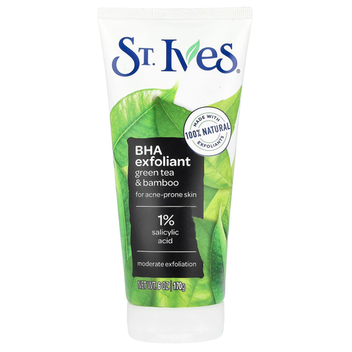 St. Ives, BHA Exfoliant, зеленый чай и бамбук, для кожи, склонной к акне, 170 г (6 унций)