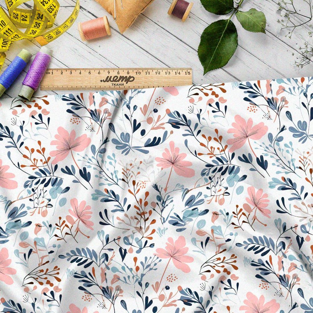 Ткань премиум габардин цветочные этюды