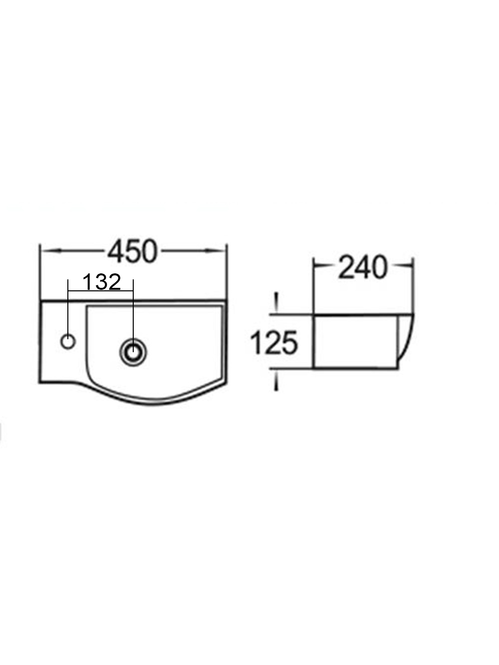 Раковина подвесная (глянцевая белая) WeltWasser WW AISBACH 7950 GL-WT R 505х235х125