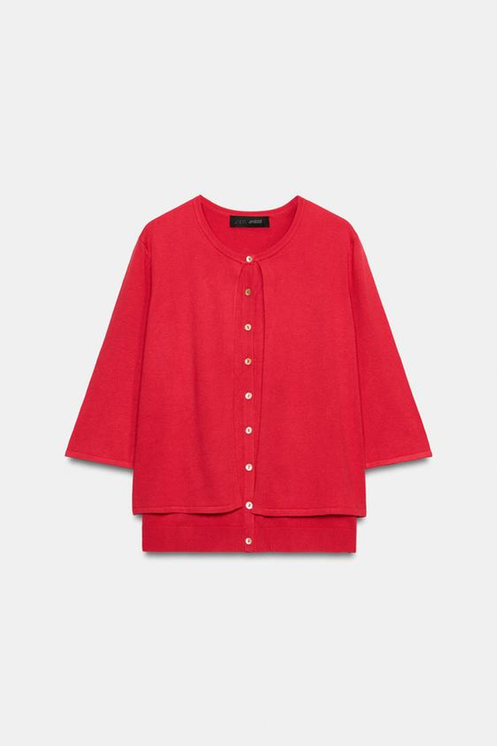 ZARA ДВУХСЛОЙНЫЙ КАРДИГАН, КРАСНЫЙ