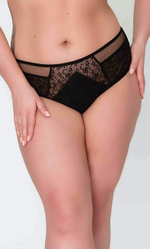 Женские трусики-слипы из гипюра с цветочным узором (Размер: 6X) (Цвет: черный)