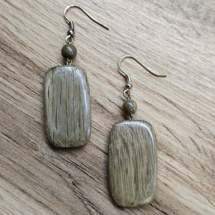 Серьги Бригантина, дерево, цвет серо-коричневый, 18x38 мм 313207