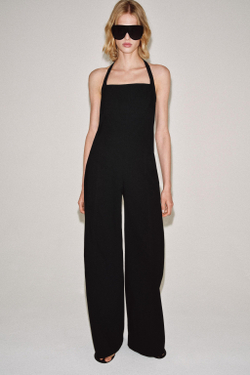 ZARA КОМБИНЕЗОН С ГОРЛОВИНОЙ ХАЛТЕР — ZW COLLECTION, ЧЕРНЫЙ