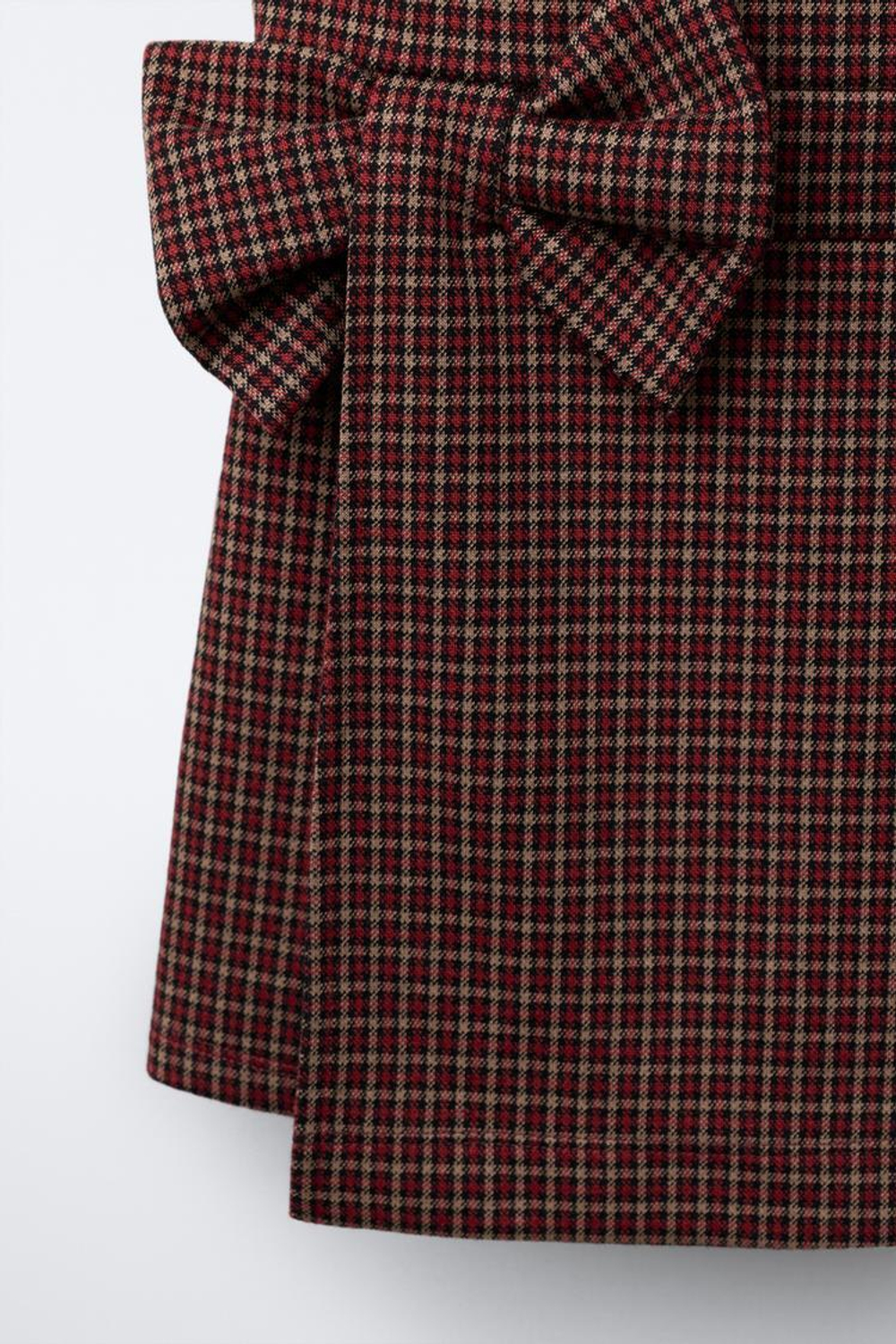 ZARA КОРОТКИЙ КОМБИНЕЗОН В КЛЕТКУ С БАНТОМ, КРАСНЫЙ