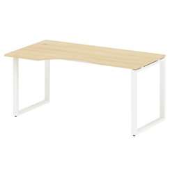 Metal System Стол криволинейный левый на О-образном м/к БО.СА-1 (L) Акация Лорка/Металл Белый 1600*9