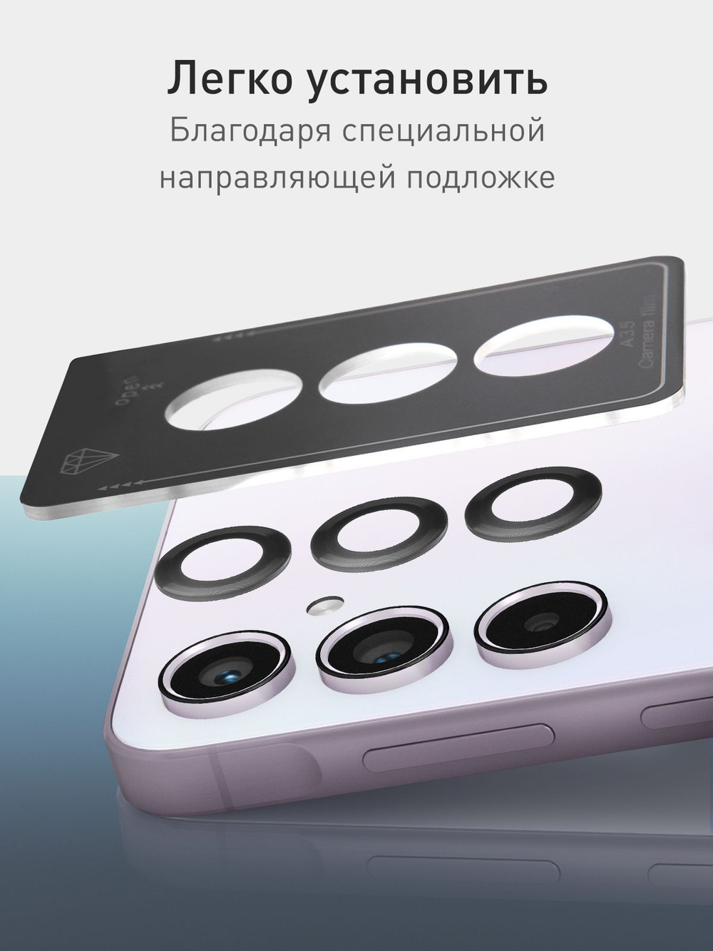 Стекло на камеру ROSCO для Samsung Galaxy A55 (арт.SS-A55-MONO-CAM-BLACK )