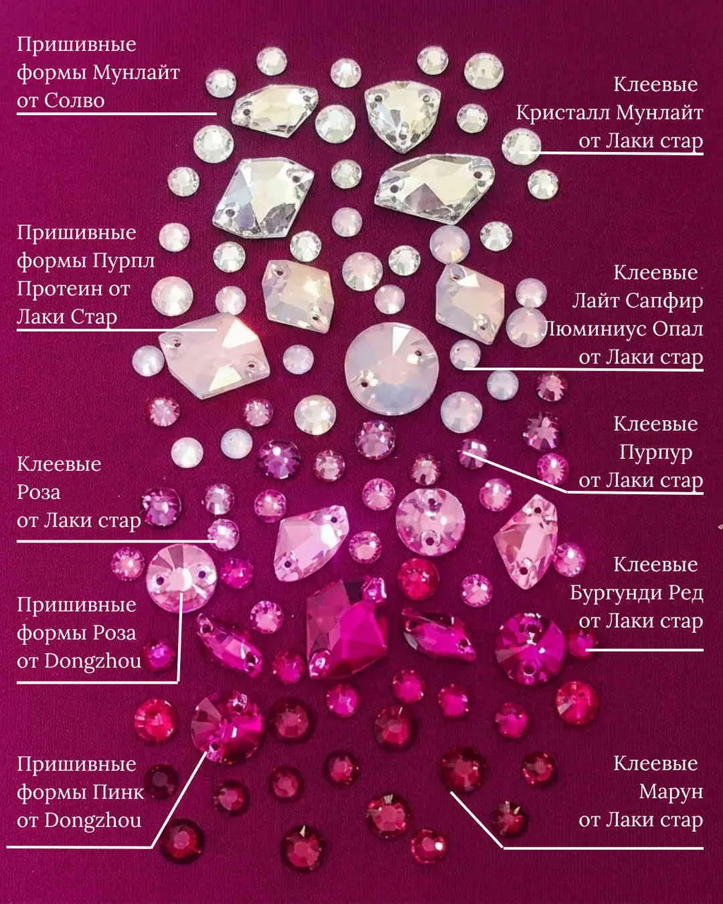 Розовый градиент из страз на костюме
