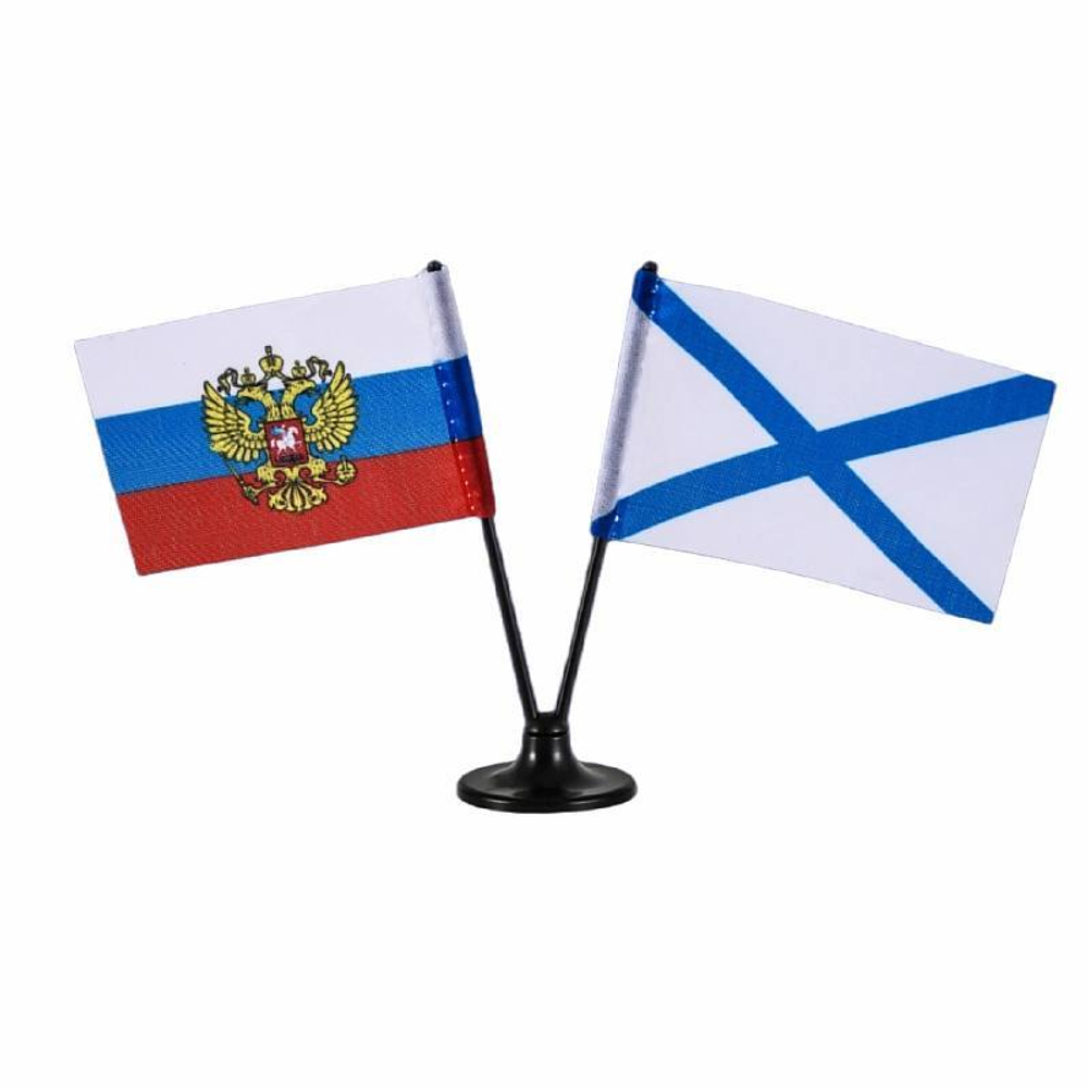 флажок двойной на подставке РФ и ВМФ