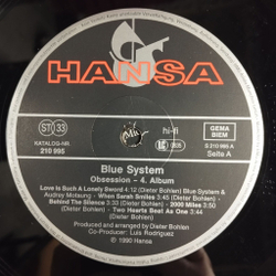 Винтажная виниловая пластинка LP Blue System Obsession (Germany 1990)