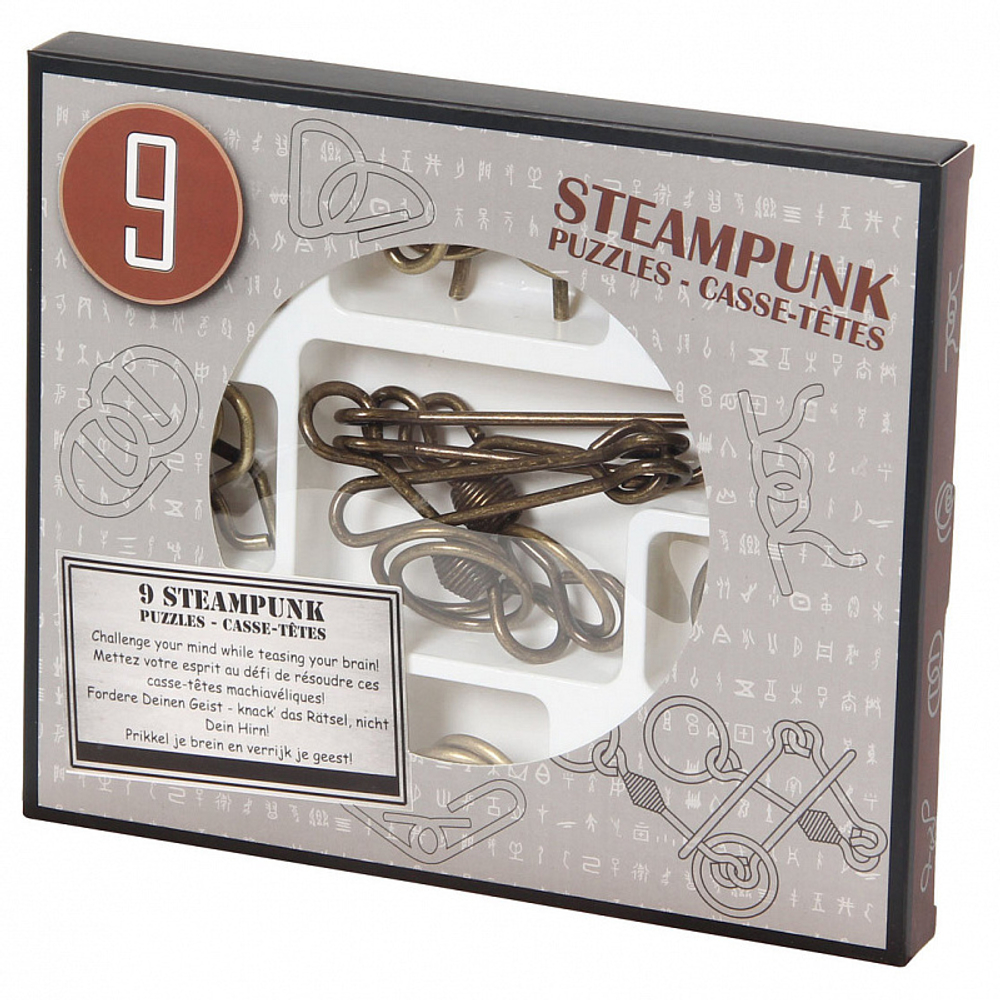 Набор металлических головоломок Eureka Стимпанк 7 серый (9 головоломок)