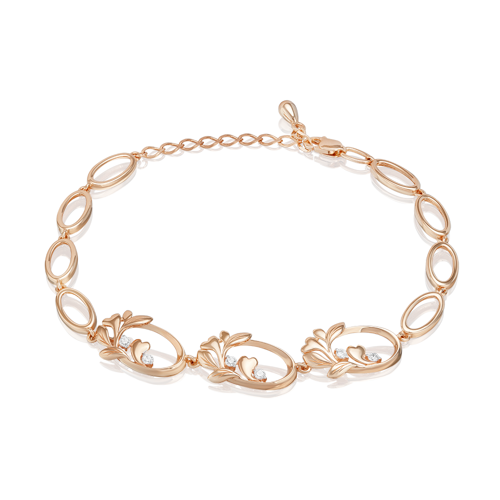 Браслет «Цветущее дерево» из красного золота с фианитами