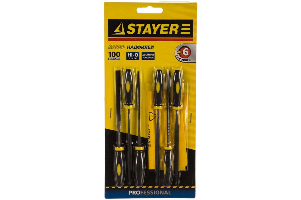 Набор надфилей с двухкомпонентной ручкой 100 мм 6шт STAYER 16010-H6_z01