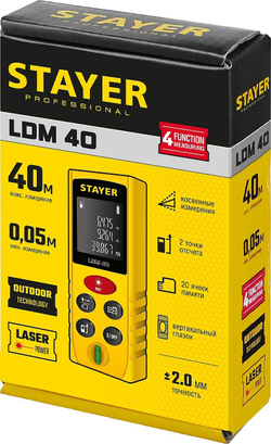 STAYER 40 м, лазерный дальномер, Professional (34956)