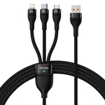 Кабель Baseus Flash Series Ⅱ One-For-Three Fast Charging Data Cable USB to M+L+C 100W 1.2m - Black