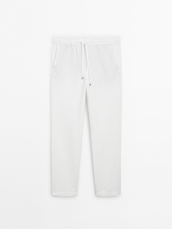 Massimo Dutti Брюки-джоггеры из хлопковой смеси, белый