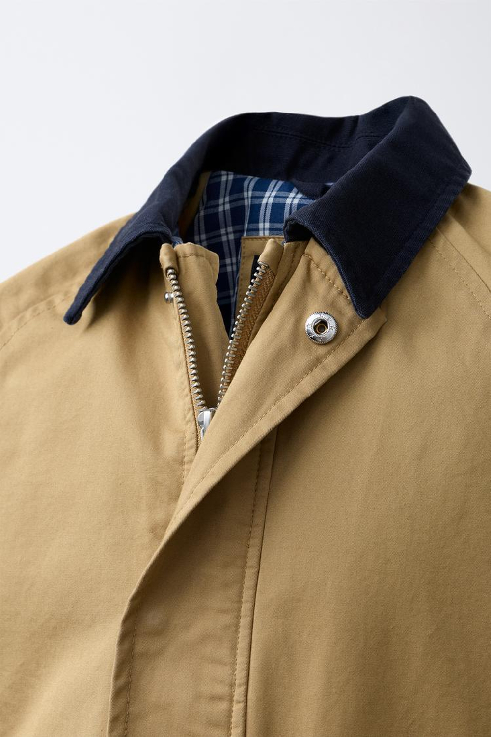 ZARA КУРТКА С КОНТРАСТНЫМ ВОРОТНИКОМ, РЫЖЕВАТО-КОРИЧНЕВЫЙ