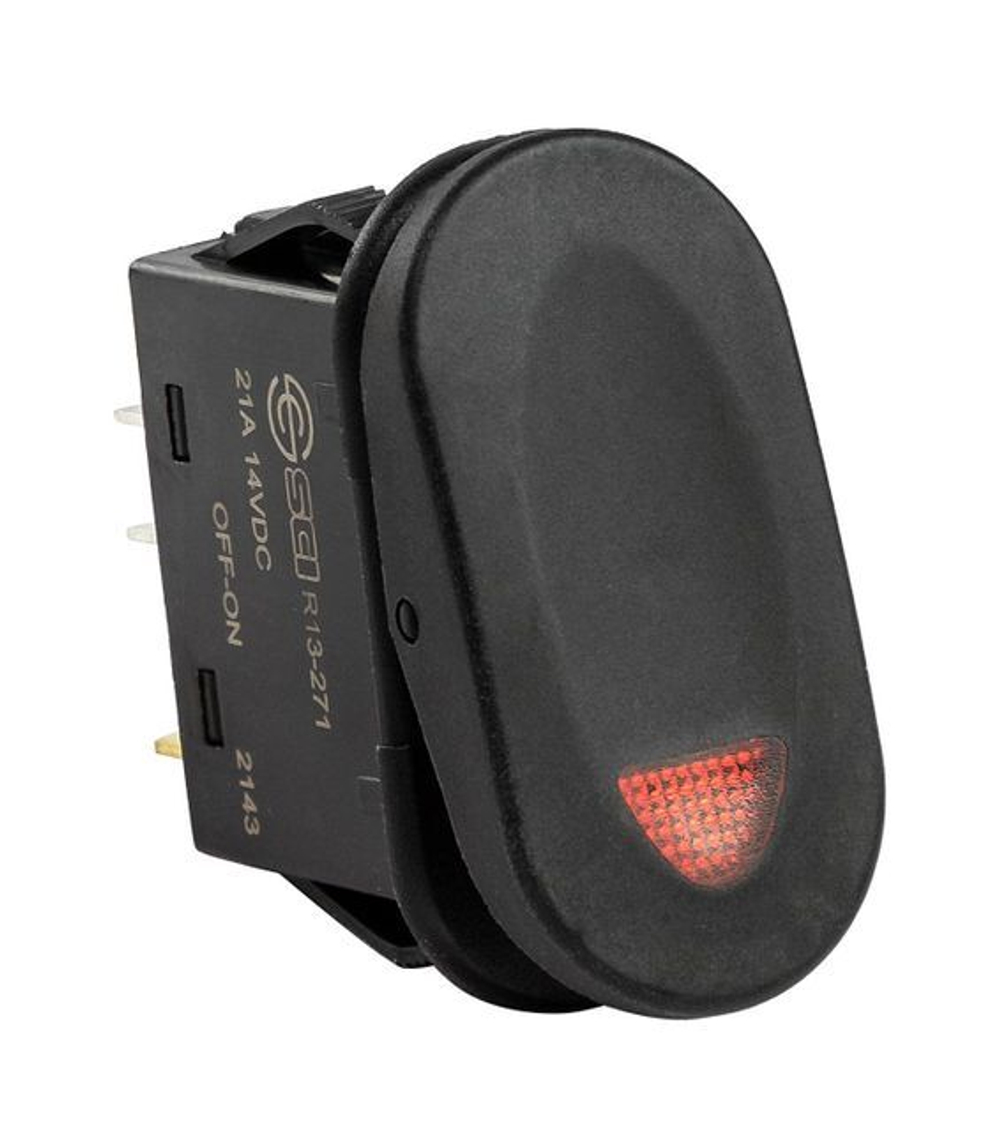 Переключатель овал. ON-OFF 12 В/21А 3Р с подсветкой