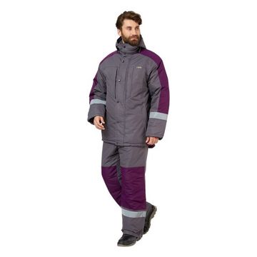 Костюм зимний "Эксперт" полукомбинезон (серый/баклажан)