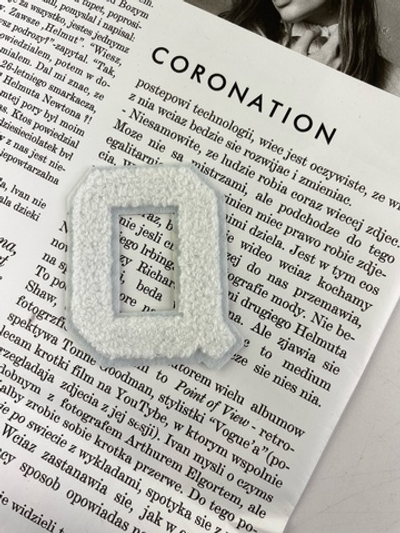 Буква Q - Нашивка белая, 8см (ОЗ26)