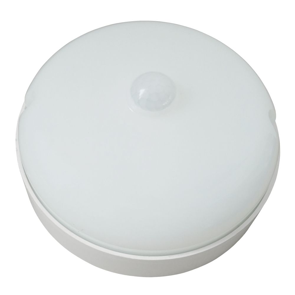 ULW-Q216 12W-4000К SENSOR IP65 WHITE Светильник светодиодный влагозащищенный. с датчиком движения. Круг. Белый свет 4000K. Диаметр 135 мм. Корпус белый. ТМ Volpe
