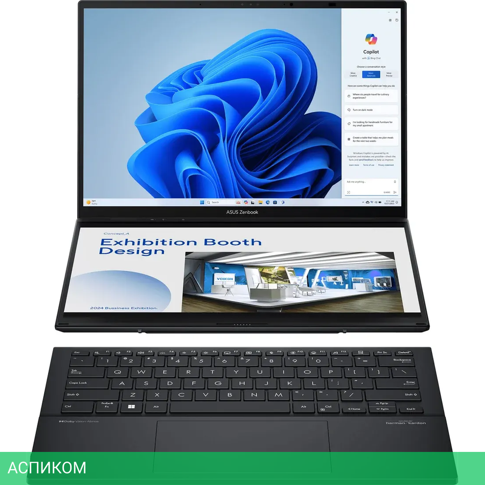 Ноутбук ASUS Zenbook Duo UX8406CA-QL080W Inkwell Gray (90NB14X1-M00340)